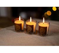 Marco Paul Sandalwood Karma Candle Jars Pots Buddha Candles 3 Pack Decorative Scented Candles Set Gift Scent Pack Decorative Home Accessories Relaxing Home Decor