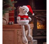 Marco Paul Santa Teddy Bear Christmas Ornament - 40cm Freestanding Plush Teddy Bear Shelf Ornament - Red And White Christmas Decorations For Xmas Home Decoration, Centrepiece & Shelf Decoration