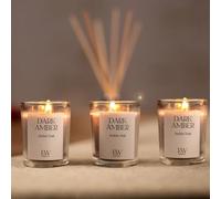 Marco Paul Scented Candle Gift Set Tea Light Small Long Burning Candles 30 Hour Burning Candle Sets Ornament Centrepiece Wedding Party Gifts (Votive Candles - 3pc, Dark Amber)