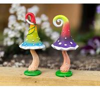 Marco Paul Set of 2 Bright Toadstool Mushroom Resin Garden Ornaments 20cm Marco Paul Multicolor