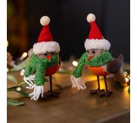 Marco Paul Set of 2 Robin Hanging Ornaments - 18 cm Plush Christmas Tree Decorations - Soft Fabric Robin Xmas Baubles for Tree, Mantel or Window Display - Festive Holiday Home Décor Pendant