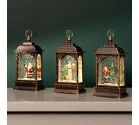 Marco Paul Set of 3 Lanterns LED Light Up Christmas Snow Globes - Battery Operated Glitter Shaker Set with Santa, Snowman & Tree - Festive Tabletop Ornaments & Xmas Home Decorations