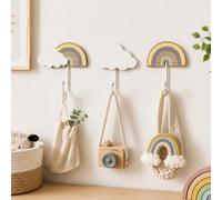 Marco Paul Set of 3 Rainbow and Cloud Baby Nursery Wall Hooks