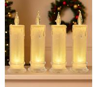 Marco Paul Set of 4 LED Flameless Pillar Candles Battery Operated with Warm White Flickering Light Realistic Flame Effect Festive Light Up Christmas Decoration for Home & Indoor Xmas Décor
