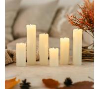 Marco Paul Set of 6 Flame Effect Candle Flickering Warm White LED Battery Operated Home Décor Dripping Ivory Wax Effect Candles for Parties Wedding Christmas (Pack of 6)