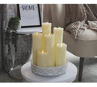 Marco Paul Set of 6 Flame Effect Candle Flickering Warm White LED Battery Operated Home Décor Dripping Ivory Wax Effect Candles for Parties Wedding Christmas (Pack of 6)