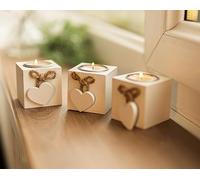 Marco Paul Set of 6 Wooden Heart Tea Light Holder Candle Holder Home Décor in White Marco Paul White