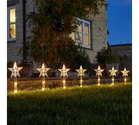 Marco Paul Set of 8 Christmas Star Garden Pathway Light - 24 Warm White LED lights Battery Powered - Large 35cm Outdoor Christmas Decorations Lights - Perfect for Garden & Pathway Décor