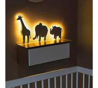 Marco Paul Set of Three Animal Elephant, Rhino and Giraffe Night Lights Wall Mounted LED Lamp Lights for Bedroom Nursery Decoration Battery Night Light Kids lamp