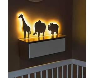Marco Paul Set of Three Animal Elephant, Rhino and Giraffe Night Lights Wall Mounted LED Lamp Lights for Bedroom Nursery Decoration Battery Night Light Kids lamp