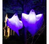 Marco Paul Set of Two EXTRA Large Light up Outdoor Ghost Decorations 4FT 120cm Pre-lit LED Indoor Spooky Halloween Decor Outside Scary Ghosts of Halloween for Garden