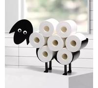 Marco Paul Sheep Toilet Roll Holder Free Standing - Durable Metal Black Toilet Roll Storage Holds 7 Rolls - Novelty Loo Roll Holder For Bathroom Accessories and Storage