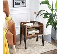 Marco Paul Side Table Nightstand End Table Storage Unit Compartment Rustic Chic Bedside Tables Furniture for Bedroom or Livingroom Mahogany