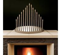 Marco Paul Silver Christmas Candle Bridge - 15 Warm White LED Twisted Candles - Battery Operated Festive Ornament with Timer Function - Elegant Freestanding Candle Arch Decoration for Home or Office