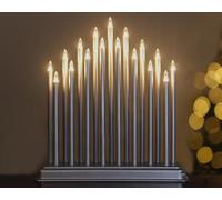 Marco Paul Silver Christmas Candle Bridge - Elegant 17 Warm White LED Lights for Windowsills and Mantels - Battery Powered Festive Candle Arch Display - Safe Flameless Christmas Decoration for Home
