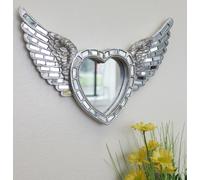 Marco Paul Silver Heart Wall Mirror with Angel Wings Decorative Home Accessories Marco Paul Silver