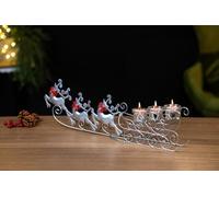 Marco Paul Silver Sleigh Reindeer Xmas Decoration Glass Tealight Holder - Christmas Table Centrepiece - Tea Light Candle Holders Tea Light & Votive Candle Holders - Stag Christmas Table Decoration