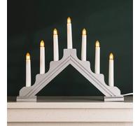 Marco Paul Silver Wooden Christmas Candle Bridge - Festive Traditional LED Lights Flameless Candles Marco Paul Silver