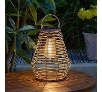 Marco Paul Solar Led Rattan Lantern Light Brown Hanging Table Decor Outdoor Garden 27Cm