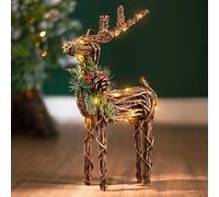 Marco Paul Sparkly LED Reindeer Christmas Decorations Rustic Light Up Reindeers Indoor Outdoor Use Rustic Standing Festive Deer Xmas Lighting Decoration Novelty Pre-lit Reindeer Ornament