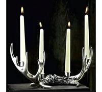 Marco Paul Stag Candle Holders Rustic Candalebra Table Ornament Stag Candle Sticks Holder For Taper Candles Table Decorations Deer Antler Centrepiece Silver Home Accessories Candlestick Holder