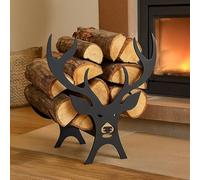 Marco Paul Stag Design Indoor Log Basket Heavy Duty Powder Coated Large Log Baskets for Wood Burner Indoor Traditional Log Holders for Fireplace Easy Carry Metal Storage for Logs Fireplace Accessories