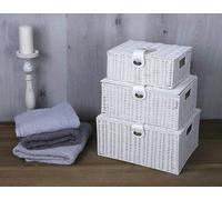 Marco Paul Storage Baskets with Lids set of 3 Decorative Storage Boxes in White Marco Paul White