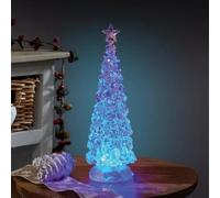 Marco Paul Swirl Ice Christmas Tree - 30 cm Multicolour LED Light-Up Decoration - Battery-Operated Water-Filled Ornament with Glitter Swirl & 6 LEDs - Festive Table Centrepiece