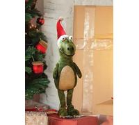 Marco Paul T Rex Dinosaur Christmas Decorations - 30cm Standing Festive Plush Dino Ornament with Santa Hat - Green Decorations For Xmas Home Decor, Novelty Xmas Gifts & Christmas Table Decoration