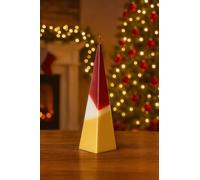 Marco Paul Tall Pyramid Christmas Candle Long Burning - 33cm Large Soy Wax Unscented Pillar Candles - Decorative Multicolor Red, Gold Candle for Christmas Table Centrepieces, Mantels & Home Decor