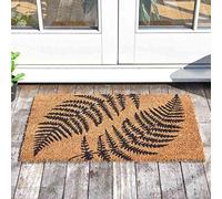 Marco Paul Tan Coir Fern Pattern Nonslip Doormat 75x45cm in Brown | Size: Medium Marco Paul Brown Medium