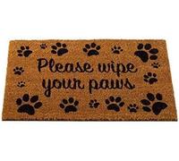 Marco Paul Tan Coir Paw Print Nonslip Doormat 75x45cm in Brown | Size: Medium Marco Paul Brown Medium