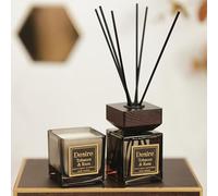 Marco Paul Tobacco & Rum Diffuser & Candle - 150ml Luxury Aroma Diffuser with Scented Candle Jar - Reed Diffuser for Home Fragrance, Candles Gifts For Women, For Mum & Gift Set Women