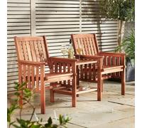 Marco Paul Traditional Jack & Jill Bench with square Table in Brown Marco Paul Brown
