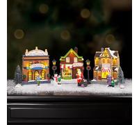Marco Paul Traditional Light Up Christmas Village Scene - Multi-Colour LED Musical Festive Ornament with Music or Lights Only Setting - Battery or USB Operated Christmas Ornaments Decoration for Table