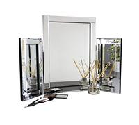 Marco Paul Interiors Modern Tri-Fold Glass Mirror - Stylish Folding Dressing Table Mirror for Home, Bedroom, Bevelled, Vanity Mirror Perfect for Precision Hair Styling and Makeup Application