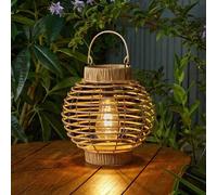 Marco Paul two pack Rattan Solar Garden Lantern 23cm in Beige Marco Paul Beige