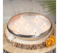 Marco Paul Vanilla Scented 7 Wick Candle Dish - Silver