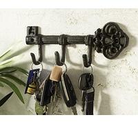 Marco Paul Vintage Look Antique Style Cast Iron Key Rack Hook Holder Rail Coat Rack Wall Mounted Decorative Key Hanging Novelty Rustic Home Décor with 3 Hanging Hooks Indoor Outdoor Use