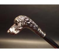 Marco Paul Vintage Style Dog's Head Mens Ladies Walking Stick Cane Walking Mobility Aid Silver Pewter Black Fancy Dress Novelty Accessories Antique Style Silver Pewter