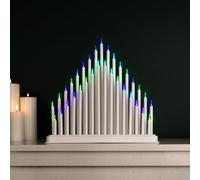 Marco Paul White Christmas Candle Bridge - 33 Multicolour LED Lights Mains Powered Christmas Electric Candle Bridge - Xmas Candle Arch for Window or Mantelpiece Display