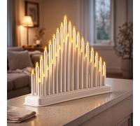Marco Paul White Christmas Candle Bridge - 33 Warm White LED Flameless Candle Lights Battery Operated - Pre-lit Candlebridge for Traditional Christmas Decorations