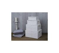 Marco Paul White Wicker Storage Baskets 4-Pack