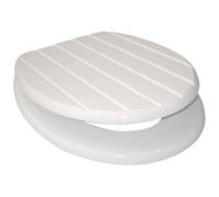 Marco Paul 18" Standard Traditional White Wooden MDF Toilet Seat Universal Adjustable to Fit Most Toilets Oval Seat with Hinges & Parts Bathroom En-Suite Office Home Indoor Replacement (White Groove)