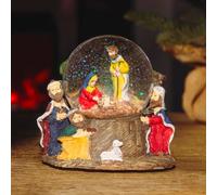 Marco Paul Wind Up Musical Nativity Scene Snow Globe - Resin & Glass Christmas Ornament with Swirling Glitter, Plays Festive Tune, Traditional Xmas Decoration Gift 15x10x13cm