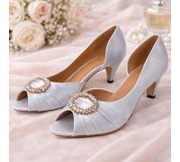 Marco Paul Women's Silver Satin Bridal Shoe Open Toe | Size: 7 Marco Paul Silver 7