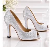 Marco Paul Women's Silver Satin Open Toe Bridal Shoe | Size: 4 Marco Paul Silver 4
