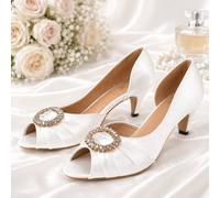 Marco Paul Women's White Satin Bridal Shoe Open Toe | Size: 3 Marco Paul White 3