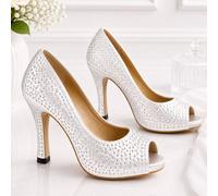 Marco Paul Women's White Satin Open Toe Bridal Shoe | Size: 8 Marco Paul White 8