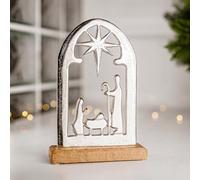 Marco Paul Wooden Christmas Decorations Xmas Festive Home Decor - Large Wooden Christmas Nativity Scene Christmas Table Centrepiece Xmas Wooden Sign Christmas Home Décor